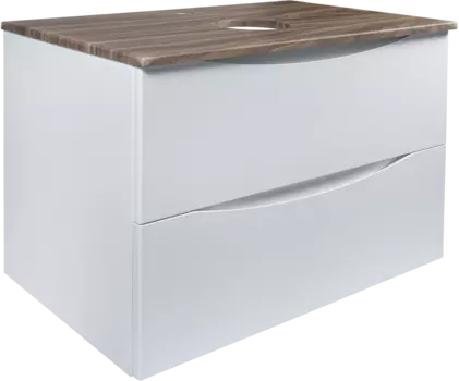 Тумба под раковину со столешницей BOND Cube 80 подвесная, белая, под дерево
