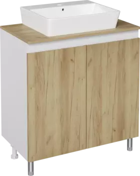 Тумба под раковину со столешницей DIWO Кострома 80 напольная, дуб крафт