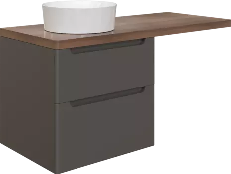 Тумба под раковину со столешницей STWORKI Берген 122 серая, столешница темная, без отверстий + правый кронштейн