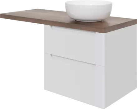 Тумба под раковину со столешницей STWORKI Берген 122 белая, столешница темная, без отверстий + левый кронштейн