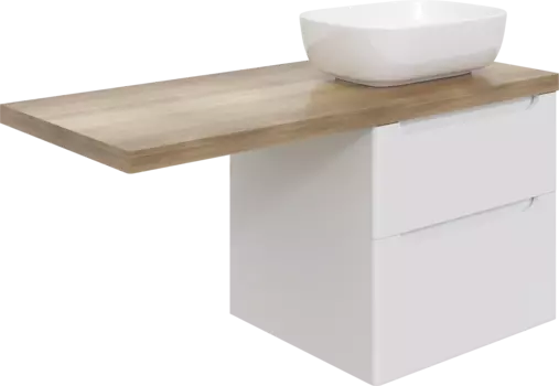 Тумба под раковину со столешницей STWORKI Берген 122 белая, столешница светлая, без отверстий + левый кронштейн