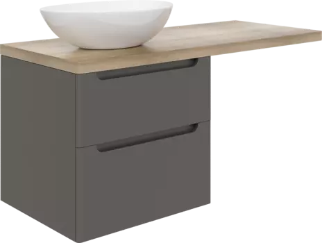 Тумба под раковину со столешницей STWORKI Берген 122 серая, столешница светлая, без отверстий + правый кронштейн