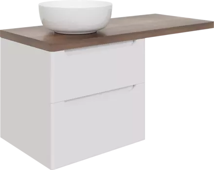 Тумба под раковину со столешницей STWORKI Берген 122 белая, столешница темная, без отверстий + правый кронштейн