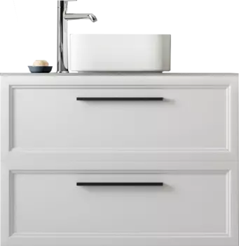 Тумба под раковину со столешницей STWORKI Эстерсунд 90 матовая белая, монте тиберио, с отверстием для смесителя