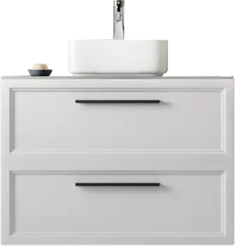 Тумба под раковину со столешницей STWORKI Эстерсунд 90 матовая белая, простоун беж
