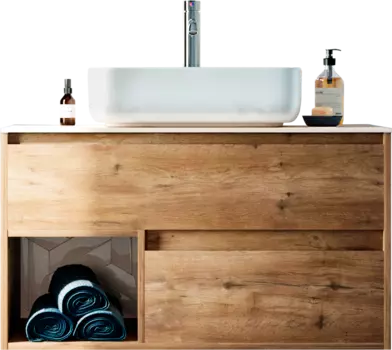 Тумба под раковину со столешницей STWORKI Карлстад 90 дуб рустикальный, роверелла