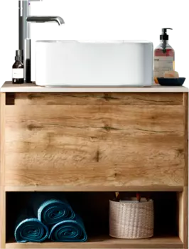 Тумба под раковину со столешницей STWORKI Карлстад 60 дуб рустикальный, роверелла, с отверстием для смесителя