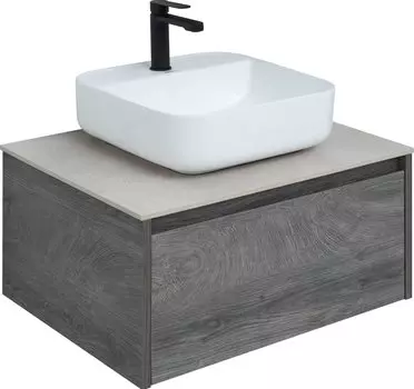 Тумба под раковину со столешницей STWORKI Карлстад 60 дуб рошелье, простоун беж