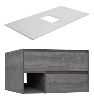 Тумба под раковину со столешницей STWORKI Карлстад 90 дуб рошелье, простоун беж