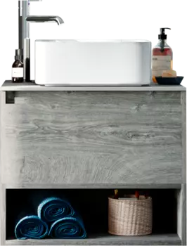Тумба под раковину со столешницей STWORKI Карлстад 60 дуб рошелье, роверелла, с отверстием для смесителя
