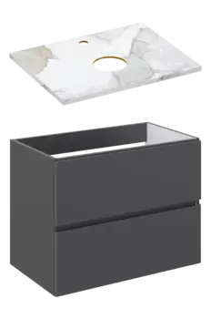Тумба под раковину со столешницей STWORKI Колдинг 80 антрацит, сатиновая белая