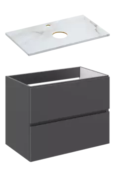 Тумба под раковину со столешницей STWORKI Колдинг 80 антрацит, сатиновая светло-серая