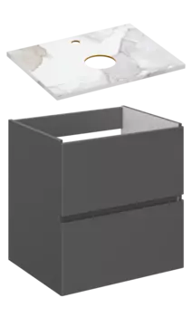 Тумба под раковину со столешницей STWORKI Колдинг 60 антрацит, сатиновая белая