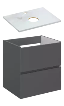 Тумба под раковину со столешницей STWORKI Колдинг 60 антрацит, сатиновая светло-серая