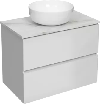 Тумба под раковину со столешницей STWORKI Колдинг 80 белая, сатиновая светло-серая