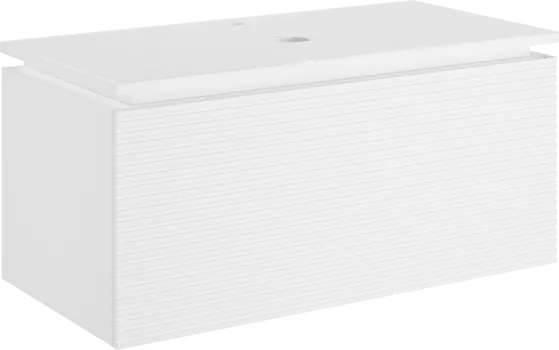 Тумба под раковину со столешницей STWORKI Рандерс 100, белая, подвесная, с подсветкой