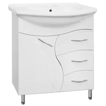 Тумба под раковину Style Line Амелия 75 белая глянцевая