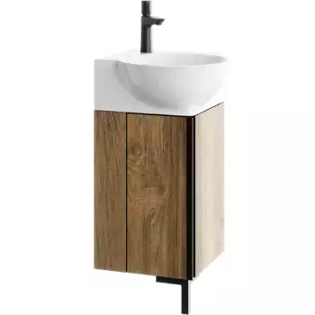 Тумба под раковину без столешницы Aqwella Porto 45 угловая, дуб балтийский, фурнитура черная