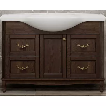 Тумба под раковину ValenHouse Эллина 120 темное дерево, кальяри, ручки золото