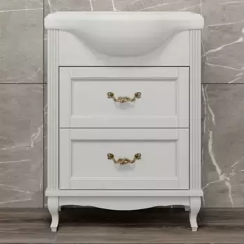 Тумба под раковину ValenHouse Эллина 65 белый ручки бронза