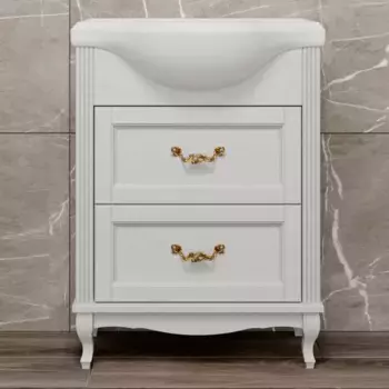 Тумба под раковину ValenHouse Эллина 65 белый ручки золото