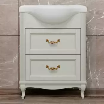 Тумба под раковину ValenHouse Эллина 65 бежевый ручки золото