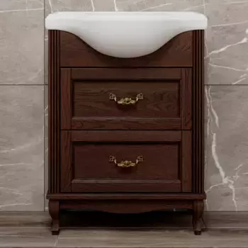 Тумба под раковину ValenHouse Эллина 65 темное дерево ручки бронза