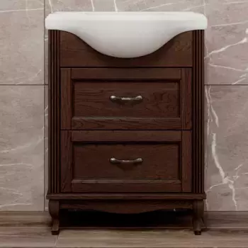 Тумба под раковину ValenHouse Эллина 65 темное дерево ручки хром