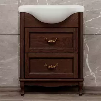 Тумба под раковину ValenHouse Эллина 65 темное дерево ручки золото