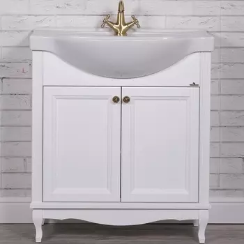 Тумба под раковину ValenHouse Эллина 80 белый ручки бронза