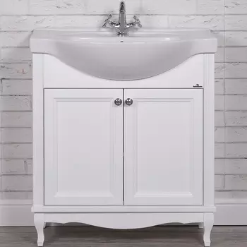 Тумба под раковину ValenHouse Эллина 80 белый ручки хром