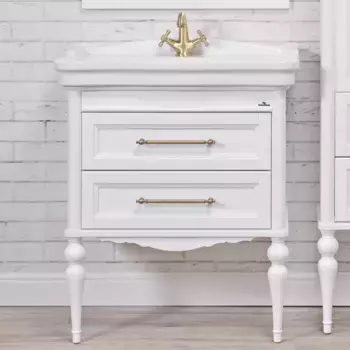 Тумба под раковину ValenHouse Эстетика 75 белый ручки бронза