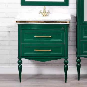 Тумба под раковину ValenHouse Эстетика 75 зеленый ручки золото