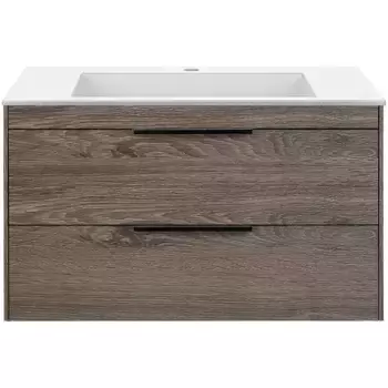 Тумба под раковину Vincea Chiara 2D 80, подвесная, 2 ящика, темный дуб