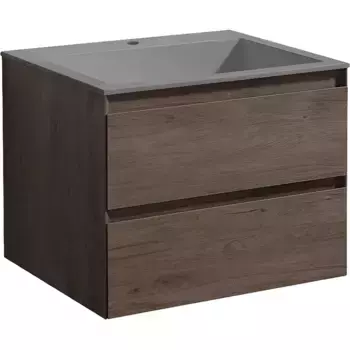 Тумба под раковину Vincea Luka 60 подвесная, 2 ящика, темный дуб