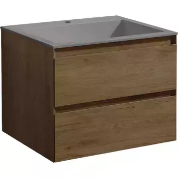 Тумба под раковину Vincea Luka 60 подвесная, 2 ящика, дуб табак