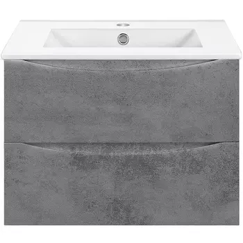 Тумба под раковину Vincea Mia Slim 70, подвесная, 2 ящика, бетон