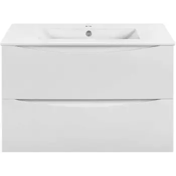 Тумба под раковину Vincea Mia Slim 80, подвесная, 2 ящика, белая глянцевая