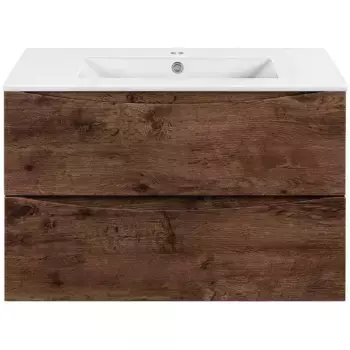 Тумба под раковину Vincea Mia Slim 80, подвесная, 2 ящика, темное дерево