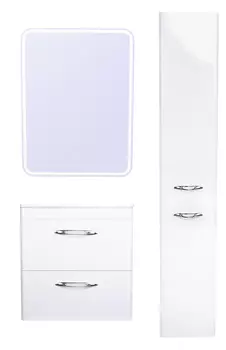 Тумба подвесная Каре 60 (2 ящ.) Люкс белая, PLUS