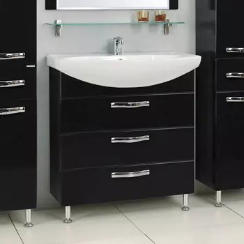 Тумба с раковиной Акватон Ария Н 80 черный глянец