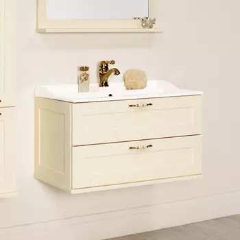 Тумба с раковиной подвесная Aquaton Леон 80 бежевый