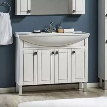 Тумба с раковиной Aquanet Честер 105 белая, патина серебро