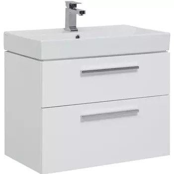 Тумба с раковиной Aquanet Nova 75 белый глянец