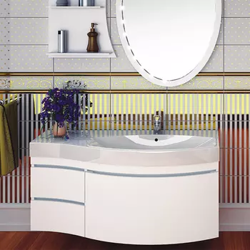 Тумба с раковиной Aquanet Опера 1-115 белая с ящиком R