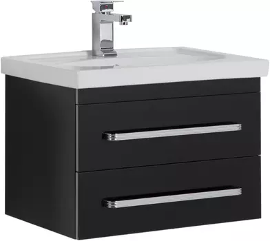 Тумба с раковиной Aquanet Сиена 60 подвесная черная