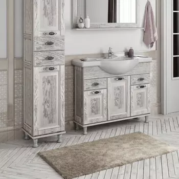 Тумба с раковиной Aquanet Тесса 85 жасмин, сандал