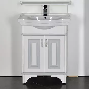 Тумба с раковиной Aquanet Валенса 70 белый краколет/серебро