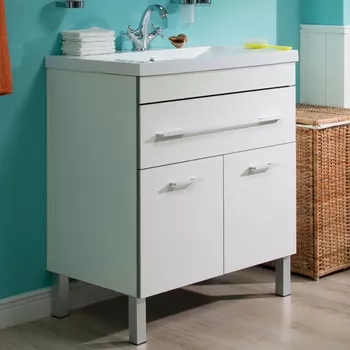 Тумба с раковиной Aquanet Верона 75 белая, 1 ящик, 2 двери