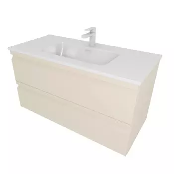 Тумба с раковиной AQUATEK Вега 100 подвесная, 2 ящика, капучино светлый